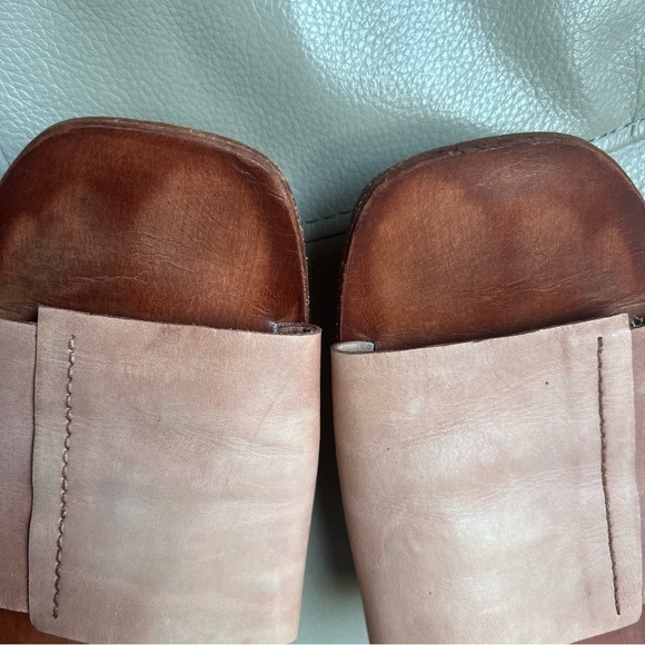 Free People Verona Slide Sandal Size 40 9 Watermelon Leather Slip On Pink Flats - Picture 6 of 12